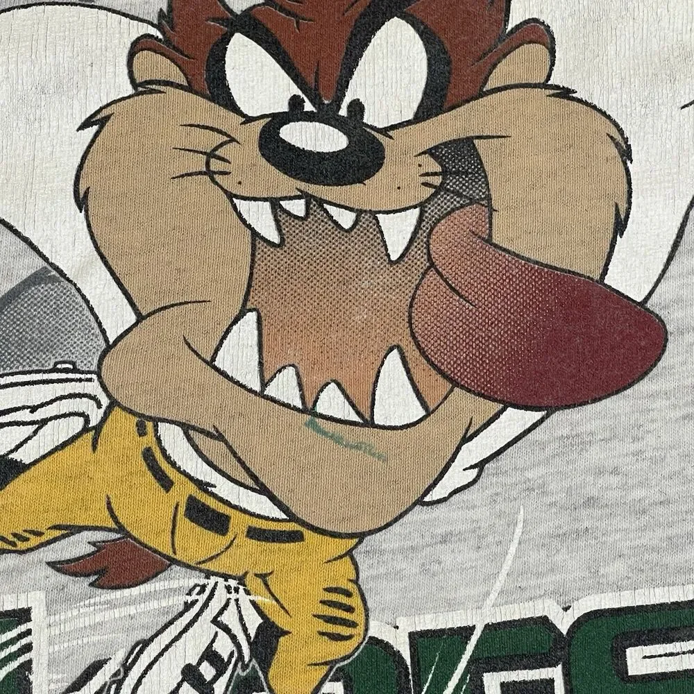 Vintage 1997 Green Bay Packers Taz T-Shirt Warner Bros Looney Toons YOUTH 12/14 - Picture 4 of 11